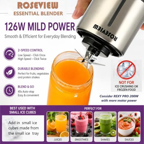 Portable Smoothie blender ROSEVIEW Glass bottle USB rechargeable mini Handheld Ice Shakes Cup 2 blend juicer Cordless Personal smoothies maker Fruit mixer - Image 5