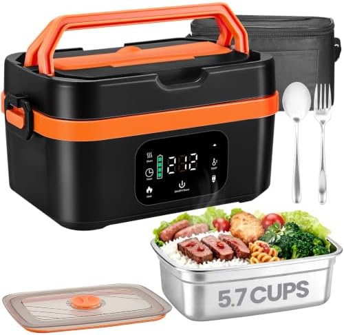 Portable Cordless Heated Lunch Box, 30000mAh, 5.7-Cup Food Warmer