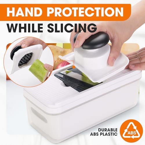 Cheer Collection Vegetable Chopper Slicer with Container Lid – 7 in 1 Mandoline Slicer Dicer Grater Julienne Cutter Kitchen Gadget, Multi Blade Food Chopper for Meal Prep - Image 5