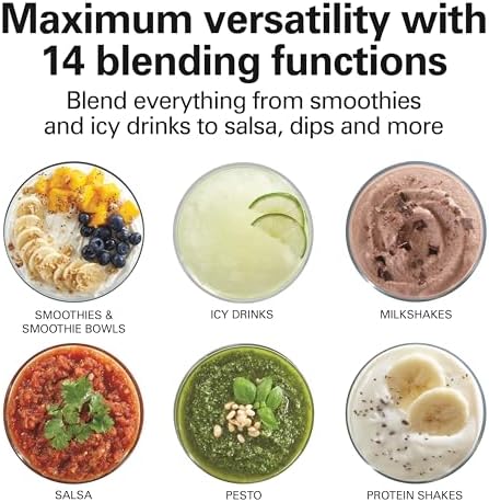 Wave Crusher Blender For Smoothies With 40 Oz Glass Jar and 14 Functions, Ice Sabre Blades & 700 Watts for Consistently Smooth Results, Black + Stainless Steel (54221)