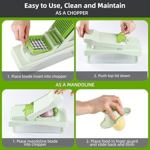 RüK 10-in-1 Vegetable Chopper – 6 Blade Veggie Chopper with Container, Food Dicer, Onion Cutter, Cheese Grater, Mandoline Slicer, Kitchen Gadgets & Home Essentials (Green) - Image 3