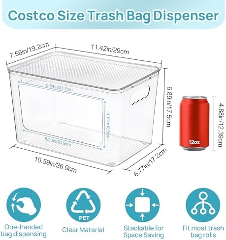 2 Pack Clear Trash Bag Holder, Stackable Garbage Bag Dispenser