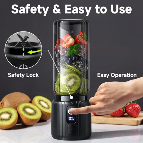 COKUNST Portable Blender, Small Smoothie Blender with LED Display, Black - Image 4