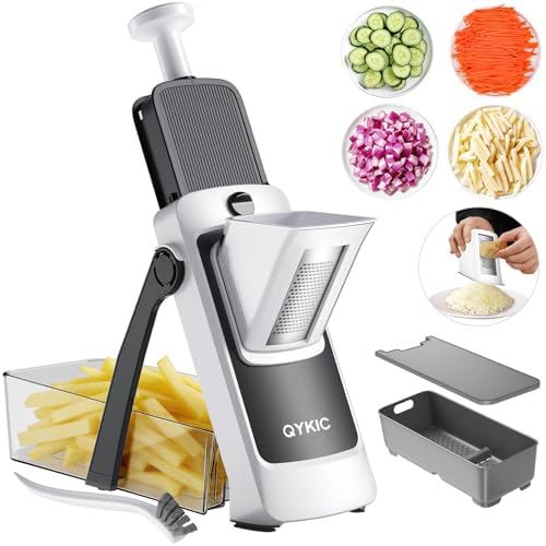 QYKIC Mandoline Slicer for Kitchen, Adjustable 0.1-8mm (S4 Gray) by QYKICKITCHENMART