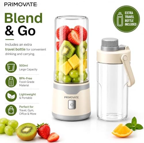 Portable Blender 2026 Model, 450ML, 18-Blade Powerful Smoothie Maker, USB Type-C Rechargeable, Ice Crushing Personal, 1500mAh Battery, 60W Motor, Travel Blender with Extra Jar & Lid - Image 4