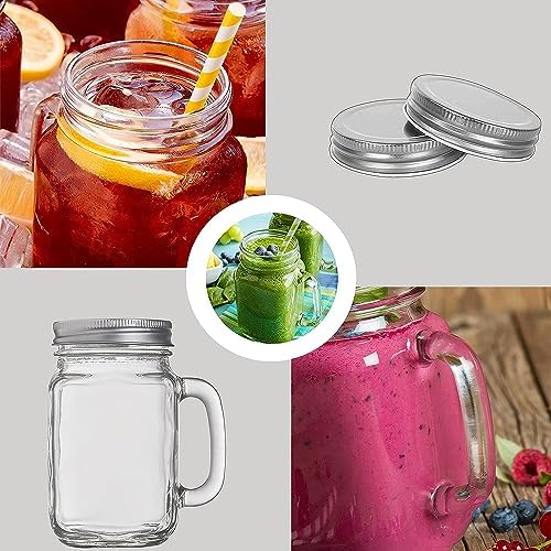 Mason Jar Cups, Mason Jars With Lids & Handle, 16 oz – 12 Pack