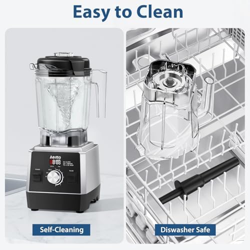 Aeitto Blenders for Kitchen 1800W Professional Countertop Blender, 68Oz Large Capacity Smoothie Blender with 3 Programs & 7 Speeds for Smoothies, Ice Crush, Frozen Drinks, Black - Image 6
