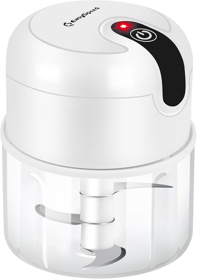 EASYSPEED Mini Electric Garlic Chopper 1Cup, Wireless USB Type-C Food Processor with 304 Stainless Steel, 3 Sharp Blades, Portable Kitchen Vegetable Grinder for Onion, Garlic, Ginger, Chili, Baby Food