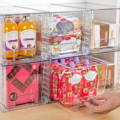 4 Pack Large Stackable Storage Drawers, Clear