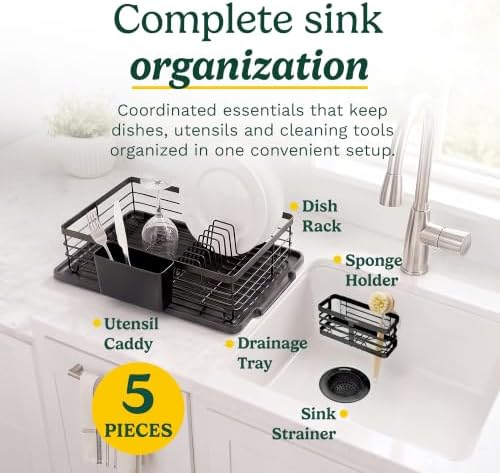 Cuisinart Dish Drying Rack, 5-Piece Set with Sink Strainer & Sponge Holder