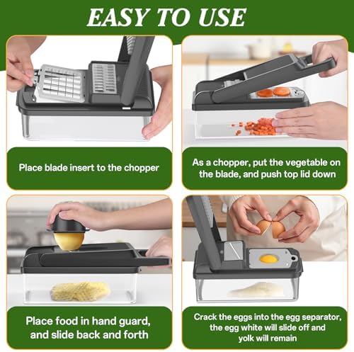 HomeHacks Veggie Chopper Vegetable Cutter, 12 in 1 Kitchen Gadget, Grey - Image 6