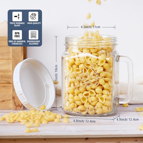 74 oz Wide Mouth Mason Jar w Handle, Airtight Storage Container