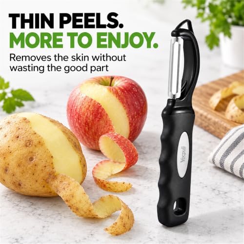 Swivel Vegetable Peeler for Kitchen w/Soft Grip Handle, Black-1pcs