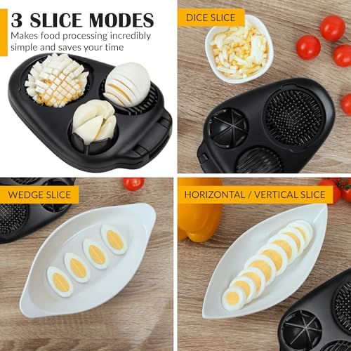 Egg Slicer for Hard Boiled Eggs - 3 Slice Modes Egg Cutter, Dicer, Chopper