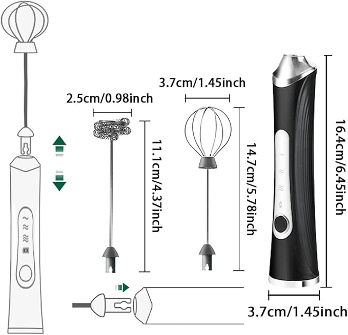 Rechargeable Milk Frother Handheld For Coffee,3 Speeds Frother Wand With Stand, Batidora De Mano Electrica,Coffee Frother With 2 Heads,Drink Mixer Electric Handheld,Kitchen Essentials (Colorful 1)