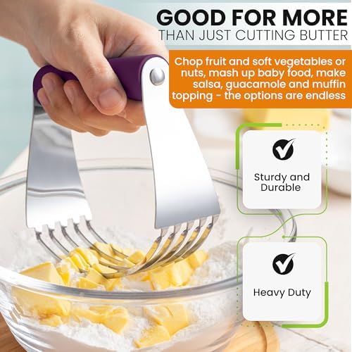Spring Chef Large Dough Blender For Baking - Durable Pastry Blender, Purple - Image 5