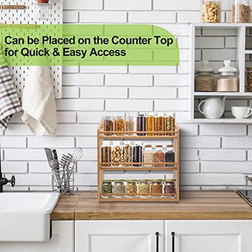 3 Tier Bamboo Spice Rack Wall Mount or Countertop,Spice Organizer