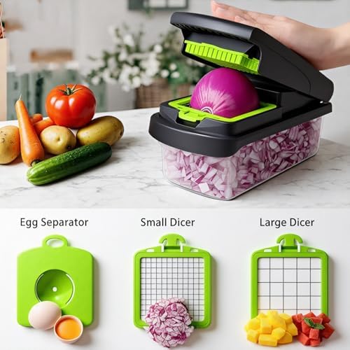 Vegetable Chopper with Container & Side-Opening Salad Jar,Kitchen Prep Tool - Image 2