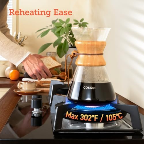 Pour Over Coffee Maker, Double Layer Stainless Steel Filter, 8cup