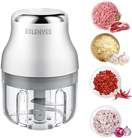 Garlic Chopper, Mini Food Processor, USB Rechargeable Mini Chopper, Powerful Garlic Crusher, Blender to Vegetable, Wireless Vegetable Chopper for Ginger, Chili, Fruit, Meat, etc（250ML） by HappinessExperienceinECLENYES