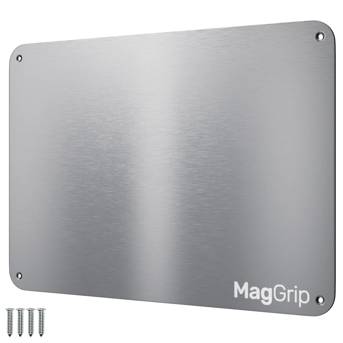 9 inches x 6.5 inches Stainless Steel Plate for Magnets, 3M Adhesive Back, Mounting Screws, Ideal for Magnetic Shelf, Spice Holders, Fridge Magnets. Mount Anywhere! (Silver, 1 Pack)