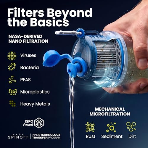ÖKOH2O Purification Water Bottle with Advanced Filtration, Arctic, 33.8oz