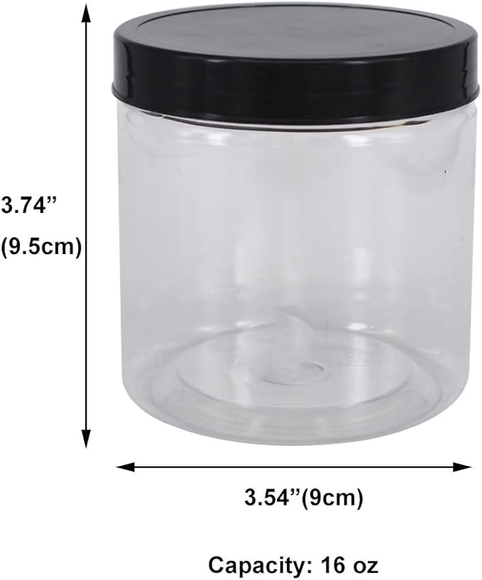 zmybcpack 12 Pack 16 oz Plastic Jars with Lids, Extra Labels, 1 Pen, Clear PET Seal Jar for Food Storage,Wide Opening Storage jar For Dry Food, Peanut, Powder, Kitchen & Craft Storage