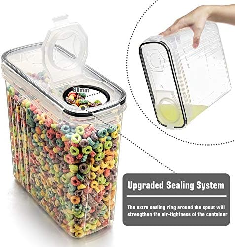 Cereal Storage Containers Set, Large BPA Free Plastic Airtight Food Storage Containers 4L for Flour, Sugar, 6 Piece Set Cereal Dispensers with 20 Labels & Marker, Black
