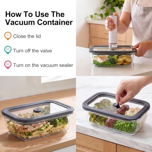 Vacuum Seal Containers for Food, Glass Meal Prep Containers