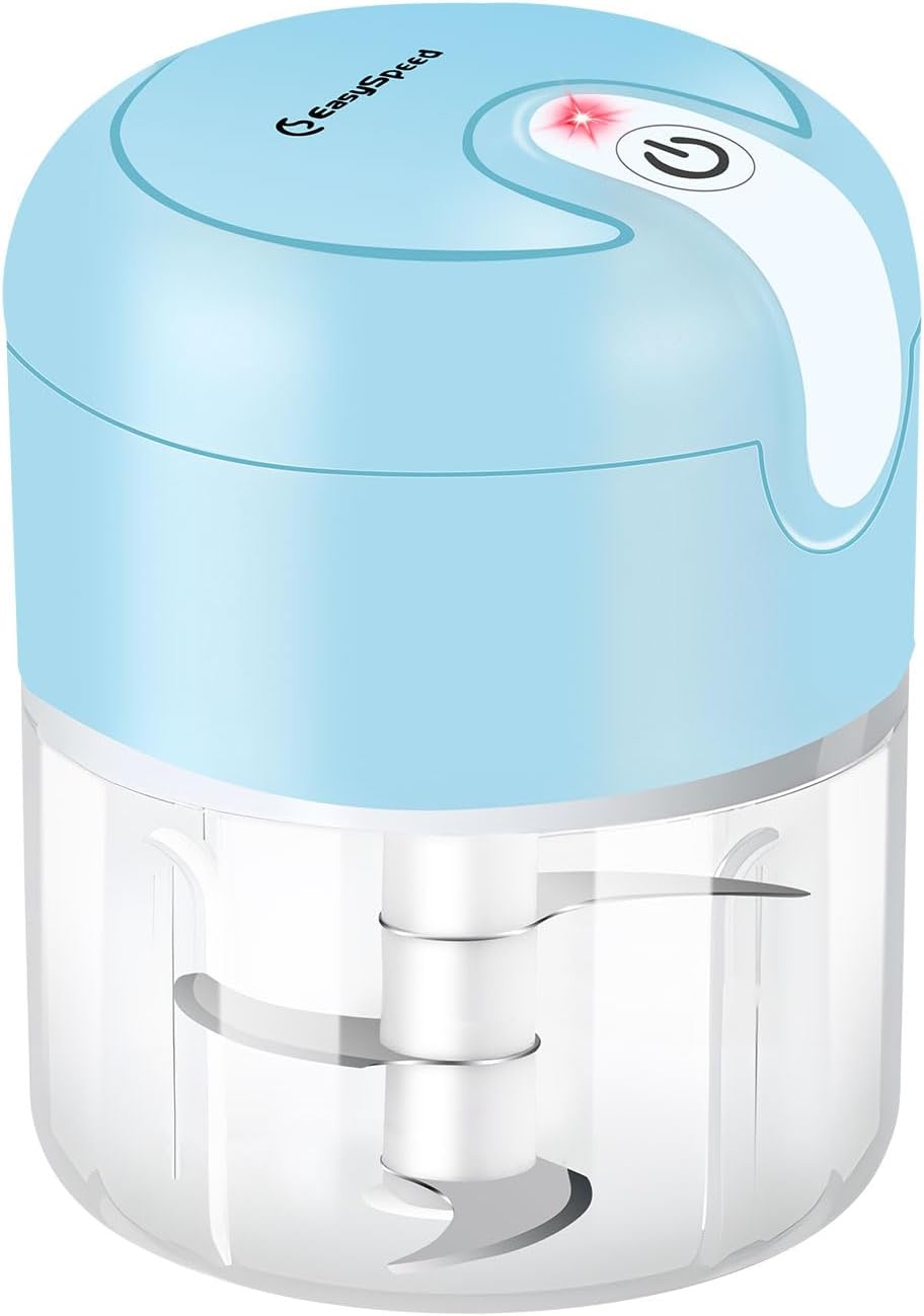 Electric Garlic Chopper, 250ml Mini Food Processor, USB Rechargeable Garlic Mincer, Wireless Small Food Chopper for Onion, Veggie, Ginger, Chili, Fruit, Meat