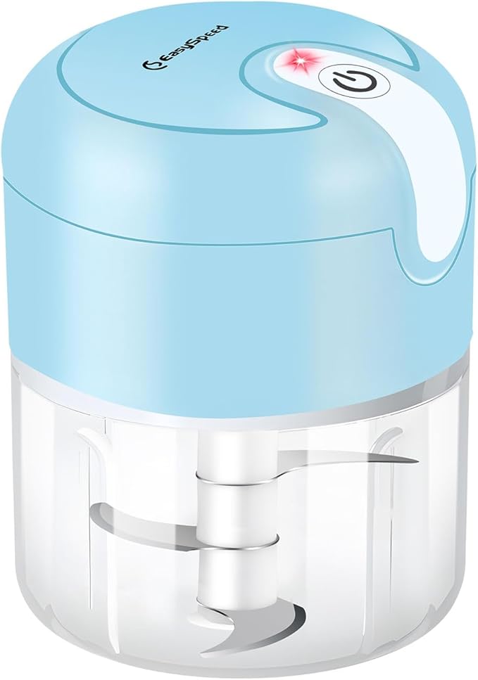 EASYSPEED Electric Garlic Chopper 1Cup, Mini USB Charging Wireless Food Processor with 304 Stainless Steel, 3 Sharp Blades, Portable Kitchen Vegetable Grinder for Onion, Garlic, Ginger, Baby Food