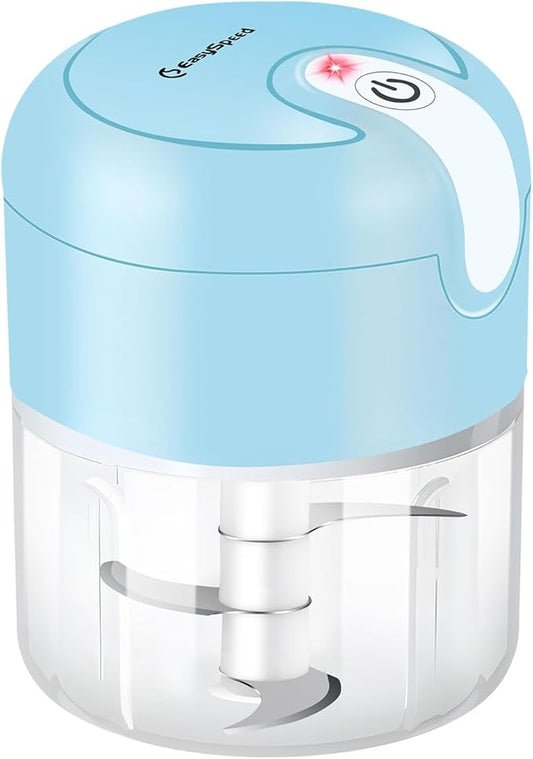 EASYSPEED Electric Garlic Chopper 1Cup, Mini USB Charging Wireless Food Processor with 304 Stainless Steel, 3 Sharp Blades, Portable Kitchen Vegetable Grinder for Onion, Garlic, Ginger, Baby Food