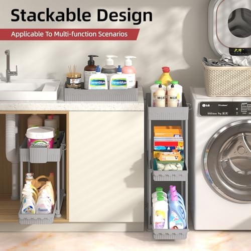 4-Pack 2-Tier Under Sink Organizer with Pull Out Drawers