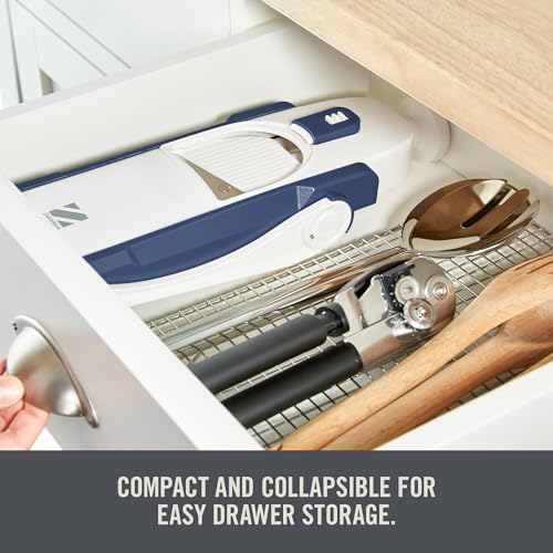 Zakarian by Safe Slice® Mandoline - Features Thickness Adjuster, Stainless Steel Blades, and Foldable, Easy-To-Store Design - Zakarian Blue
