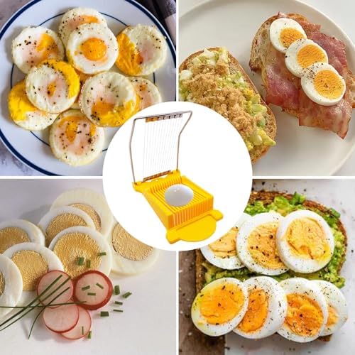 Egg Slicer for Hard Boiled Eggs, Food Slicer with 14 Stainless Steel Wires, Heavy Duty Hard Boiled Egg Cutter, Spam Slicer for Soft Fruit Strawberry Luncheon Meat Home Use (1Pcs, Yellow) - Image 6