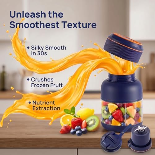 Portable Juicer Blender Cup with Dual Lid，White (1300 mL) - Image 3