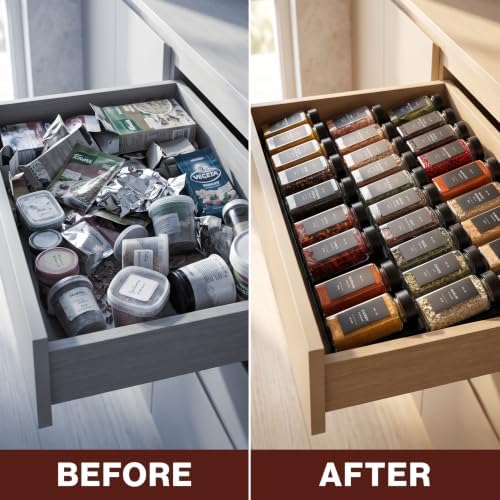 Glass Spice Jars with Label, Seasoning Set, 24x Black Steel Lids