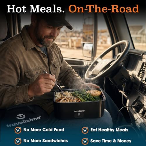 Extra-Large Electric Lunch Box For Adults Holds up to 8 Cups - 100W Heated Lunch Box For Men 1.8L, Portable Food Warmer for Travel & Work, Loncheras Electricas Para Calentar Almuerzo