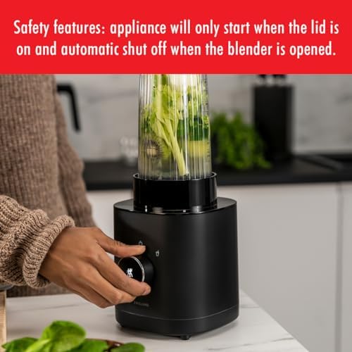 ZWILLING Enfinigy Personal Blender, Piranha Teeth Cross Blade for Ultimate Blending, Smoothies, Shakes and More, 20 fl oz Breakproof Travel Cup with Lid, BPA Free, Black - Image 4