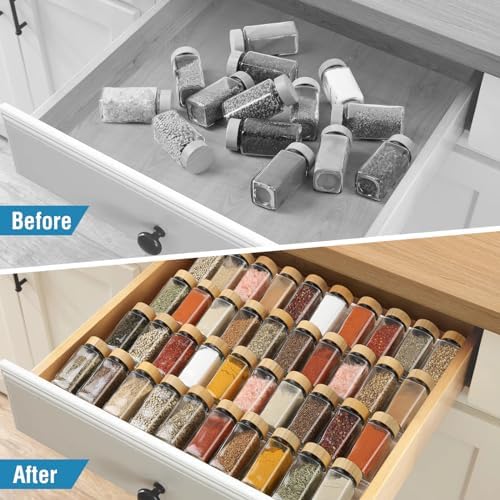 Spice Drawer Organizer 4 Tier, Acrylic Seasoning Organizer Rack, Large