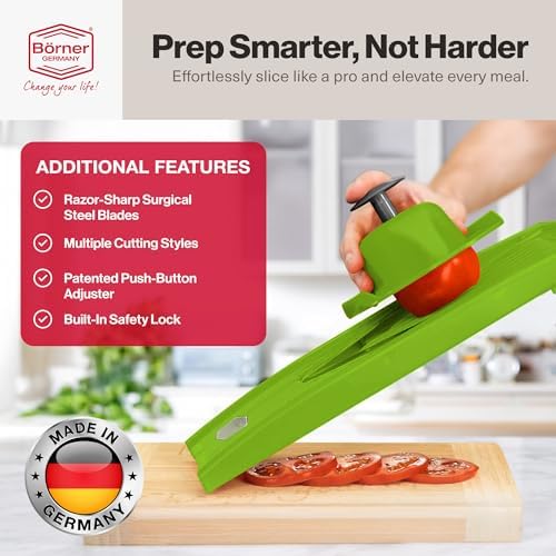 Borner V Power Vegetable Mandoline Slicer, Handheld Food Slicer 10-In-1 Kit