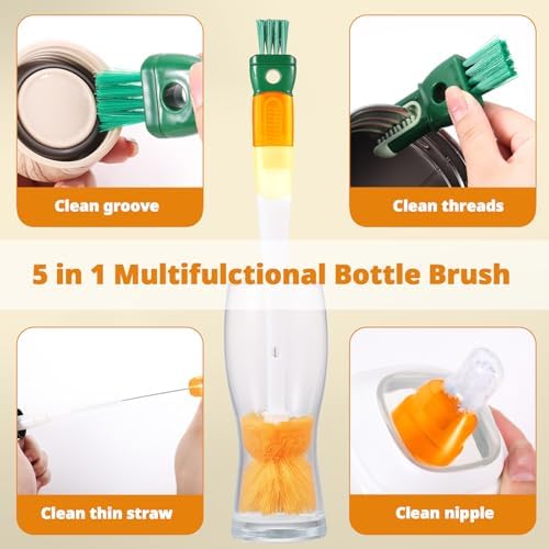 OUTXE 5 Pack Bottle Brush Cleaning Set, 5-in-1 Cup Cleaner Brush - Image 2