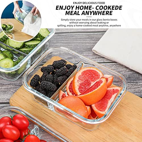 10 Packs 30oz Glass Meal Prep Containers 2 Compartments