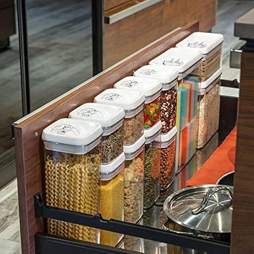 Flip Tite Storage Container with Lid 4" Airtight Ring Seal Top, Stackable Acrylic Canister Jar Set for Kitchen Pantry Organizer, Food Spice Pasta Snack (5pk, Variety)