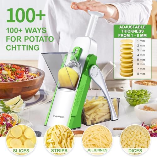 Safe Potato Slicer, Chips French Fry Cutter Adjustable 1-8 mm