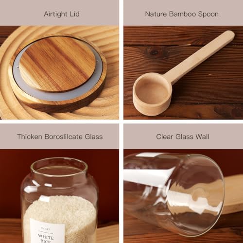 2 PCS Large Glass Jar with Airtight Lid, Glass Food Storage Jars for Tea,Spice,Cereal, Egg,Flour,Coffee and More(98 FL OZ/2800 ml)