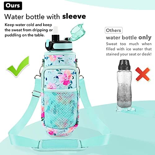 32 oz Water Bottles with Strap & Straw, Sport Motivational Water Bottles