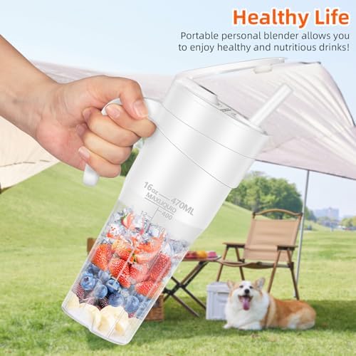 Portable Blender for Shakes and Smoothies: Travel Blender,16 Oz Mini Blender with 6 Blades,USB Rechargeable,for Making Fresh Juice, Convenient for Travel and Sports - Image 6
