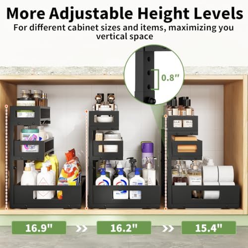 Under Sink Organizer,3-Tier Heavy Duty Pull out Cabinet Organizer Shelf