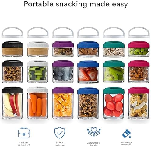 2PCS Stackable Snack Container and Protein Powder Shaker Cup, Portable Keychain with Twist Lock System, Leak-proof for School, Travel, Workout Fitness (Black, Green) Small size - Image 4
